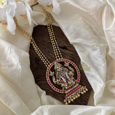 Premium Narasimha Jadau Kundan Pendant Chain-Pearl-J2369