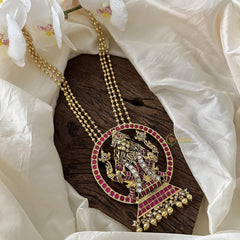 Premium Narasimha Jadau Kundan Pendant Chain-Pearl-J2369