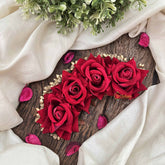 Vriksham Artificial Dark Red Rose With Golden Accent Hair Bun Flower Accessories-H1197