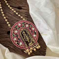 Precious Ram Jadau Kundan Pendant Chain-Pearl-J2365