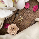 Vriksham Exquisite Golden Naths/Nose pin-Pearl-White-G17493