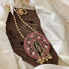 Precious Ram Jadau Kundan Pendant Chain-Pearl-J2365