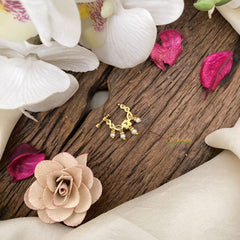 Vriksham Exquisite Golden Naths/Nose pin-Pearl-White-G17493