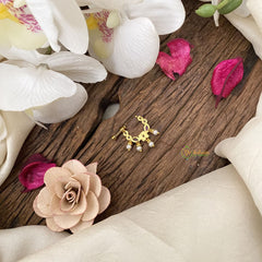 Vriksham Exquisite Golden Naths/Nose pin-Pearl-White Red-G17494