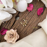 Vriksham Exquisite Golden Naths/Nose pin-Pearl-White Red & Green-G17495