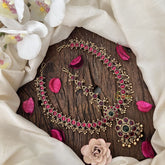 Vriksham Elegant Stone Floral Style Double side Maang Tikka-Red Green-Gold Bead-G19506