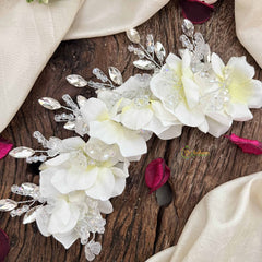 Vriksham White Floral Crysttal Beads Gajra Flower Accessories-H1206