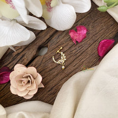 Vriksham Designer Golden Naths/Nose pin-Pearl-White-G17497