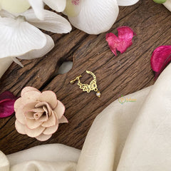 Vriksham Designer Golden Naths/Nose pin-Pearl-White-G17497