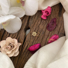 Vriksham Exquisite Flower AD Stone Nath/Nose pin-White-G17377