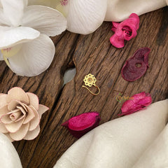 Vriksham Exquisite Flower AD Stone Nath/Nose pin-White-G17377