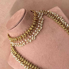 Vriksham Minimalist Gold Plated Peacock Guttapusalu Bridal Set-Pearls-G21061