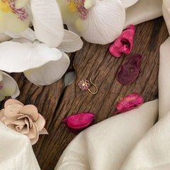 Vriksham Exquisite Flower AD Stone Nath/Nose pin-Red-G17378