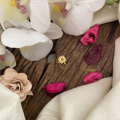 Vriksham Exquisite Flower AD Stone Nath/Nose pin-Red-G17378