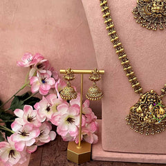 Vriksham Gold Plated Traditional Lakshmi Nagas Temple Pendant Bridal Set-Gold Bead-G21060