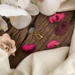 Vriksham Antique Floral AD Stone Nath/Nose pin-Pearl-White Red-G17390