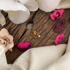 Vriksham Peacock Shape AD Stone Nath/Nose pin-Pearl-White Red & green-G17389