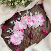Vriksham Baby pink & White Floral Crysttal Beads Gajra Flower Accessories-H1207