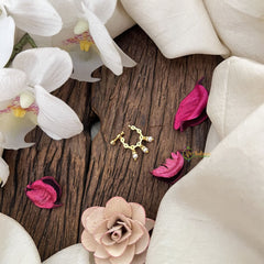 Vriksham Disigner Golden Naths/Nose pin-White-Pearl-G18665