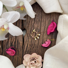 Vriksham Disigner Golden Naths/Nose pin-Red-Pearl-G18666