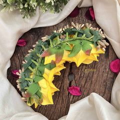 Vriksham Artificial Yellow Rose With White Golden Accent Hair Bun Flower Accessories-H1200