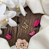 Vriksham Disigner Golden Naths/Nose pin-Red White & Green-Pearl-G18668