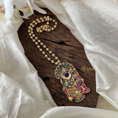 Antique Vishnu Lakshmi Jadau Kundan Pendant Chain-J2374