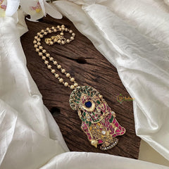 Antique Vishnu Lakshmi Jadau Kundan Pendant Chain-J2374