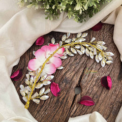 Vriksham Pink With Crystal Style Floral Gajra Flower Accessories-H1213