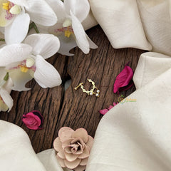 Vriksham unique 7 Red Stone Naths/Nose pin-Pearl-G18669