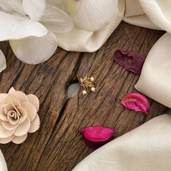 Vriksham Designer AD Stone Nath/Nose pin-Pearl-White Red-G17386