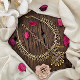 Vriksham Designer Half Moon Style Floral Double Side Maang Tikka-Red-Gold Bead-G19507