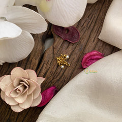 Vriksham Designer AD Stone Nath/Nose pin-Pearl-White Red & Green-G17387