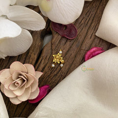 Vriksham Designer AD Stone Nath/Nose pin-Pearl-White-G17385