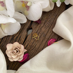 Vriksham Circle Shaped Floral AD Stone Nath/Nose pin-White Red-G17373