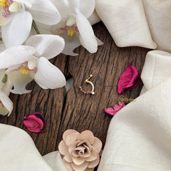 Vriksham Designer Leaf Naths/Nose pin-Red White-G18736