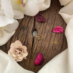 Vriksham Circle Shaped Floral AD Stone Nath/Nose pin-White Red & green-G17374