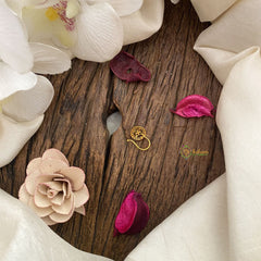 Vriksham Circle Shaped Floral AD Stone Nath/Nose pin-White Red & green-G17374