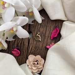 Vriksham Designer Leaf Naths/Nose pin-White Green-G18738