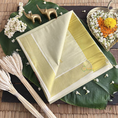 Vriksham Pista Green Color Kasavu Tissue Cotton Saree Embroidered-VS4344