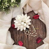 Vriksham Classic Jasmine Mogra Hair Clip With 3 Pearls Line-H1227