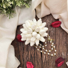 Vriksham Classic Jasmine Mogra Hair Clip With 3 Pearls Line-H1227