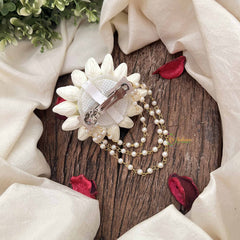 Vriksham Classic Jasmine Mogra Hair Clip With 3 Pearls Line-H1227