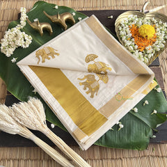 Kasavu Zari Work Cotton Saree-Tassal Work-VS3457