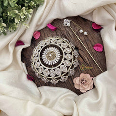 Vriksham Elegant Floral Crystal With Pearl Coted Design Hair Bun Cage Accessory-H1223