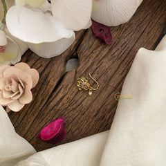 Vriksham Premium Golden Naths/Nose pin-Petals-Pearl-Red Green & White-G17422