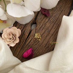 Vriksham Premium Golden Naths/Nose pin-Petals-Pearl-Red Green & White-G17422