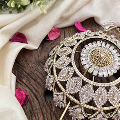 Vriksham Elegant Floral Crystal With Pearl Coted Design Hair Bun Cage Accessory-H1223