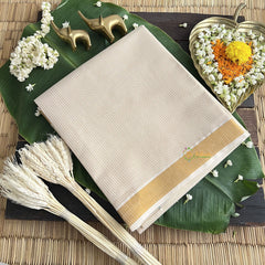 Vriksham Kasavu Small Checkes Cotton Saree-Golden Zari Patti-VS4343