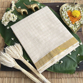 Kasavu Checks Cotton Saree-Golden Zari Patti- VS3478